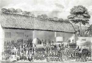 Adai religious festival at the court of the King of Ashanti in March 1820 by Joseph Dupuis