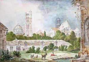 The New Church of Sainte Genevieve and Saint Etienne du Mont Seen from the Ruins of the Abbey of Sainte Genevieve in Paris