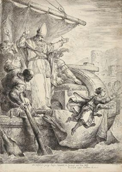 Der Entfuhrte Kaiser Heinrich Vi. Springt Aus Dem Schiff - view 1