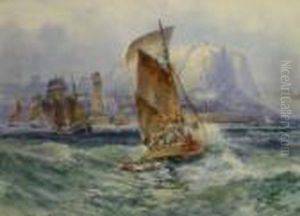 Boats Under Sail Approaching Scarborough Harbour