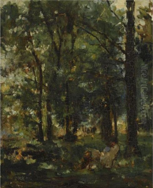 Resting Figures In A Forest Landscape - view 1