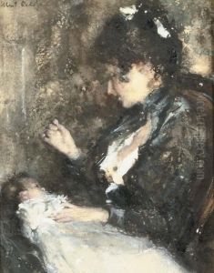 Moedervreugd: Tjieke With Her First-born Baby Albertine by Albert Roelofs
