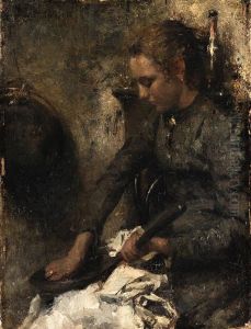 A Woman Cleaning A Pan by Albert Roelofs