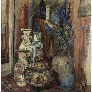 A Still Life With Chinese Vases by Willem Roelofs