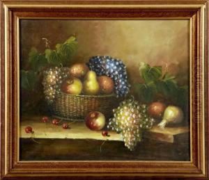 "still Life Of Fruit On A Shelf" by Severin Roesen