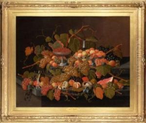 Still Life With Fruit And Champagne by Severin Roesen