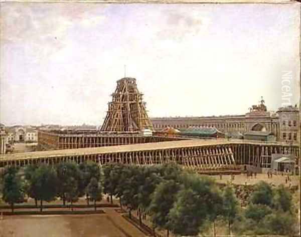Raising the Alexander Column in Palace Square - view 1