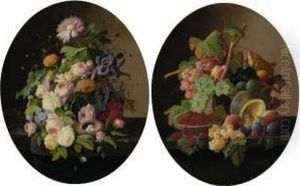 Flowers And Fruit: A Pair Of Still Lifes