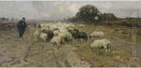 A Shepherd With His Flock - view 1