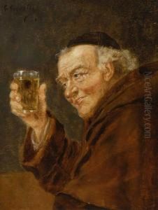 Wein Trinkender Monch by Georg Roessler
