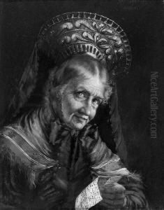 "frau Mit Radhaube Und Mann Mit Dreispitz". Zwei Gegenstucke. Sign. Und Bez. Munchen