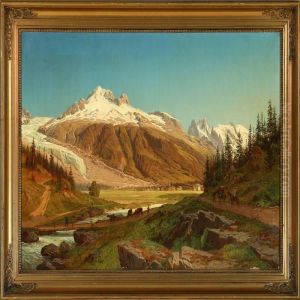 Landscape With Mountains And People