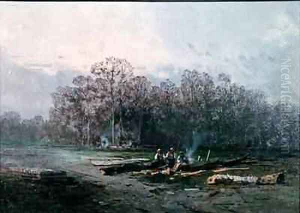 Misty Landscape with Woodcutters - view 1