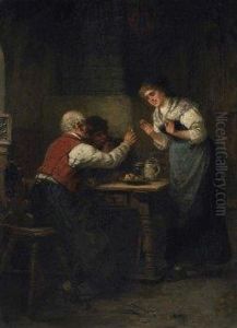 At The Inn. Old Charmer Offers The Declining Maid A Glass Of Wine.