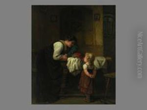 Mutter Und Kind In Der Stube by Wilhelm Sen Roegge