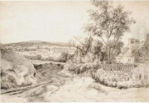Landscape With A Road Leading To A Village by Roelandt Roghman