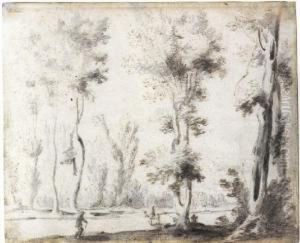 Travellers On A Tree-lined Road by Roelandt Roghman