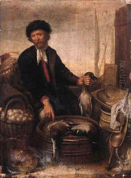 A poultry seller on a quay - view 1