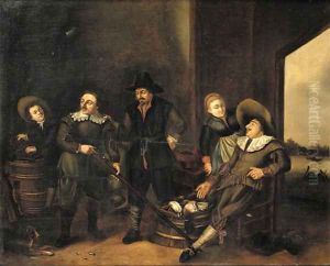 Sportsmen in a tavern after the chase by Gerrit van Donck