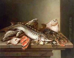 Still Life of Fish on a Table by Isaac Van Duynen