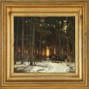 Forest Scene, Sunset by Frederik Niels M. Rohde