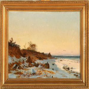Crows On The Beach On A Sunny Winter Day