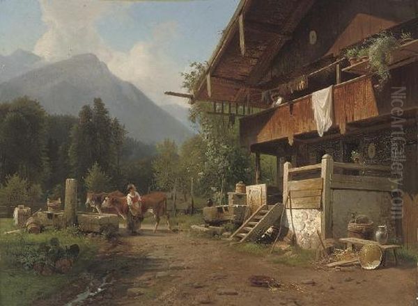Gossips At An Alpine Chalet - view 1