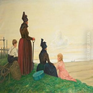 Women And Children From The Island Fanoe Waiting For Thereturned Fisherman