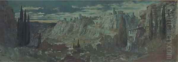 The monastery under moonlight, Mount Athos, Greece - view 1