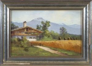 Bauernhaus Am Kornfeld In Vorgebirgslandschaft by Karl Rohrhirsch