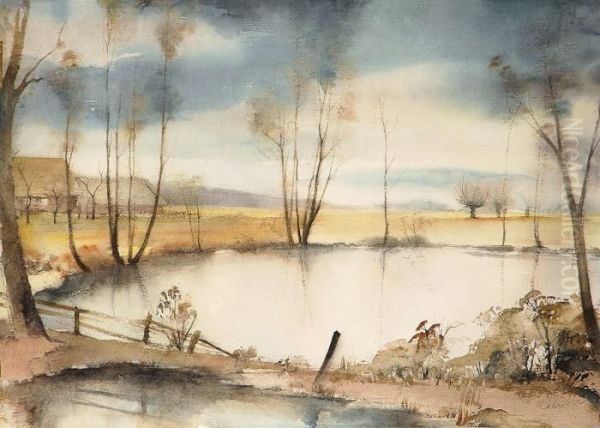Herbstliche Landschaft Mit Weiher - view 1