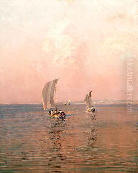 Sailing at sunset - view 1