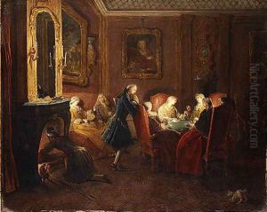 Interior with Card Players by Pierre-Louis the Younger Dumesnil