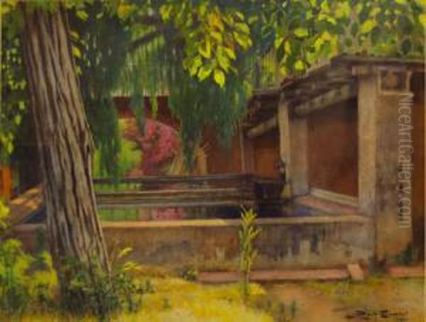 <jardin Con Balsa>. Med.: 48 X 63 Cm - view 1