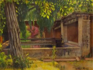 <jardin Con Balsa>. Med.: 48 X 63 Cm