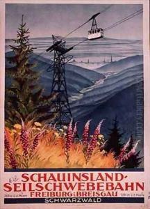 Poster of a Cable car in the Black Forest Germany by Walter Dillrier