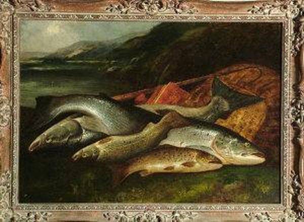 Salmon And Trout On A Lakeside - view 1