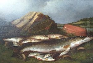 Pike And Trout On A Riverbank