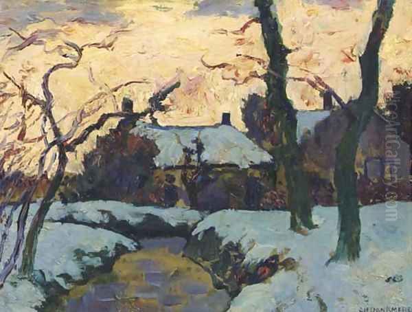 Winterlandschap, zonsondergang te Loosduinen twilight - view 1