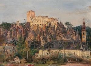 Veduta Delle Rovine Di Rauenstein Vicino A Baden