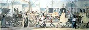 Wounded French Soldiers Entering Paris on the Boulevard Saint Martin after the Battle of Montmirail by Etienne Jean Delecluze