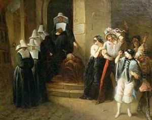 The Masked Ball by Henri Victor Deveria