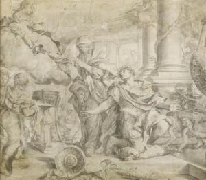 The Madonna And Child Appearing Before St. Constantine by Giovanni Francesco Romanelli