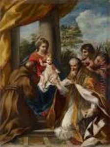 Madonna Mit Kind Und Den Heiligen Franziskus, Stephan Und Sebastian by Giovanni Francesco Romanelli