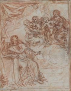 La Vierge A L'enfant Apparaissant A Un Saint Assis
