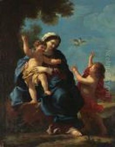 The Madonna And Child With The Infant Saint John The Baptist by Giovanni Francesco Romanelli