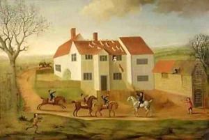 John Sidey and his Hounds at a Farmhouse near Hadleigh Suffolk