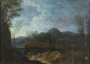 Paesaggio Fluviale Con Viandanti Al Riposo by Ettore Romano