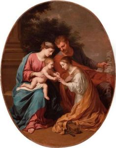 Sacra Famiglia E Sposalizio Mistico Di Santa Caterina by Ettore Romano