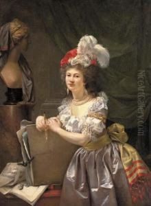 Portrait Of A Female Artist, Traditionally Identified As Mademoiselle Halbou by Adele Romany